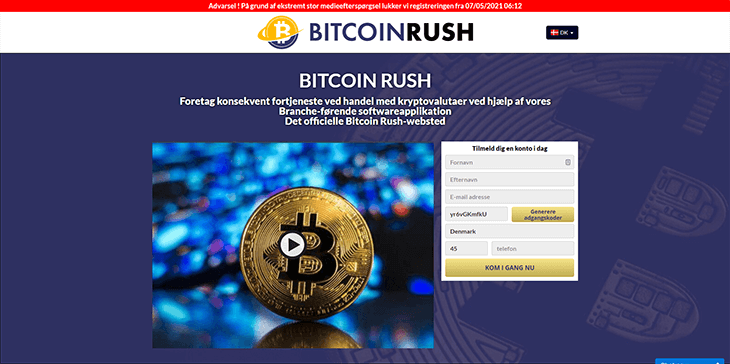 Mainpage Screenshot Bitcoin Rush DK