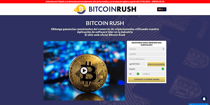 Mainpage Screenshot Bitcoin Rush ES