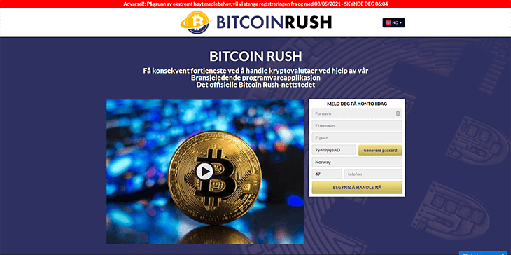 Mainpage Screenshot Bitcoin Rush NO