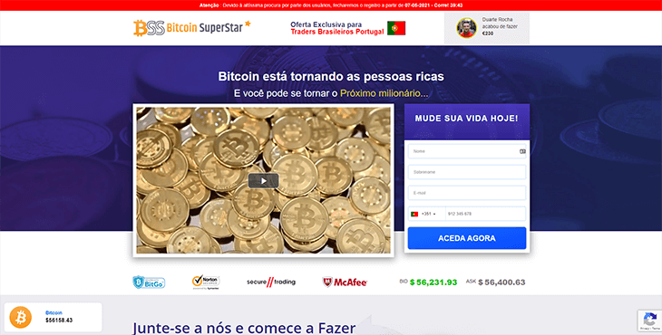 Mainpage Screenshot Bitcoin Superstar PT