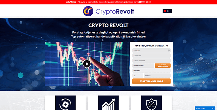 Mainpage Screenshot Crypto Revolt DK