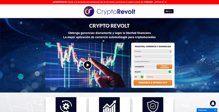 Mainpage Screenshot Crypto Revolt ES