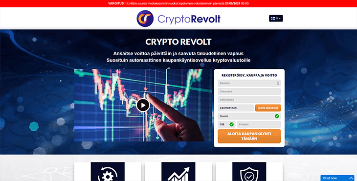 Mainpage Screenshot Crypto Revolt FI