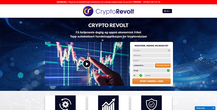 Mainpage Screenshot Crypto Revolt NO