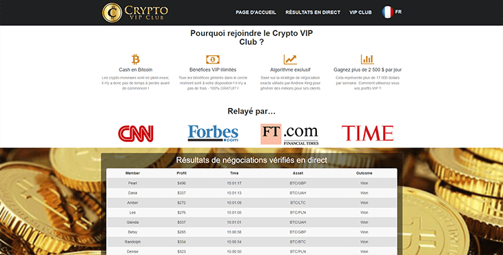 Mainpage Screenshot Crypto VIP Club FR _2