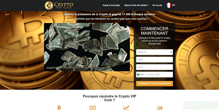 Mainpage Screenshot Crypto VIP Club FR