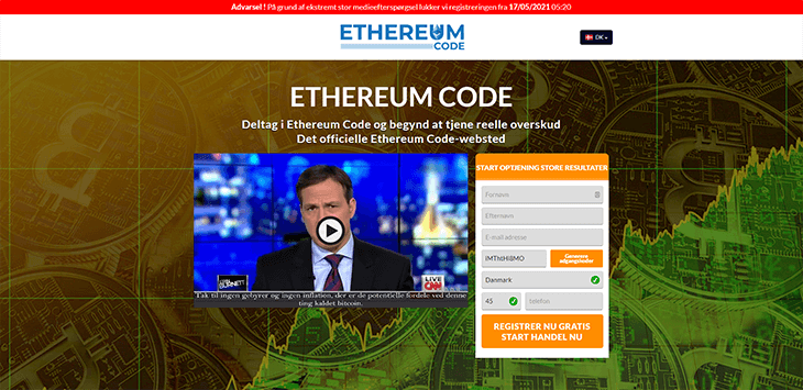 Mainpage Screenshot Ethereum Code DK