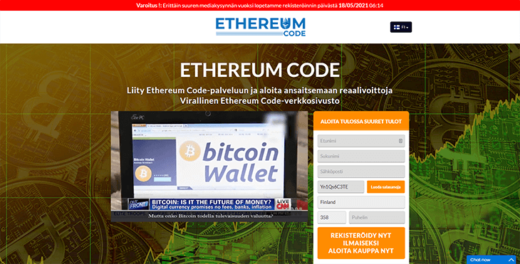 Mainpage Screenshot Ethereum Code FI