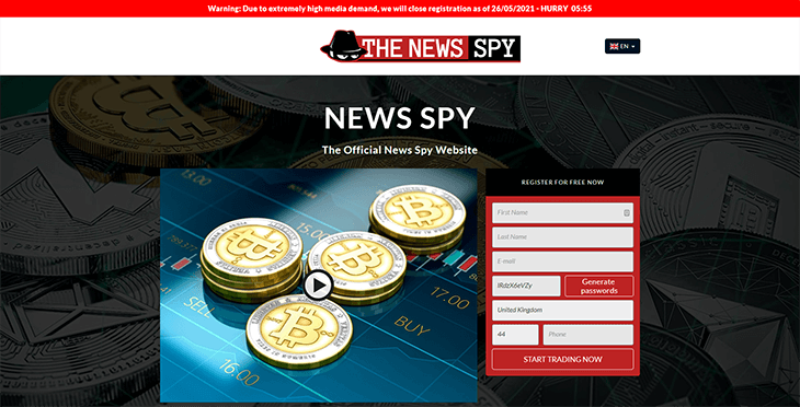 Mainpage Screenshot The News Spy