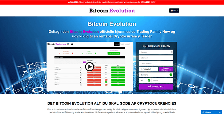 Mainpage Screenshot Bitcoin Evolution DK