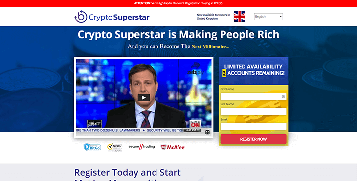 Mainpage Screenshot Crypto Superstar
