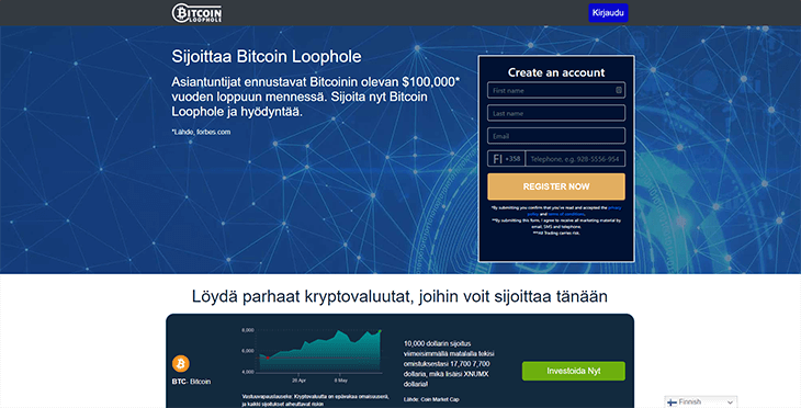 Mainpage Screenshot Bitcoin Loophole FI