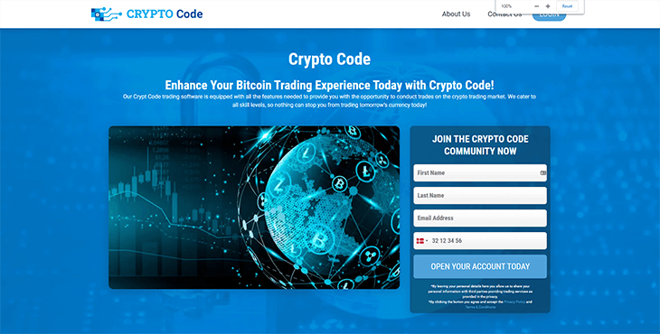 Mainpage Screenshot Crypto Code DK