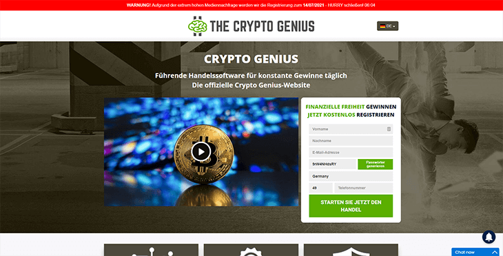 Mainpage Screenshot Crypto Genius DE