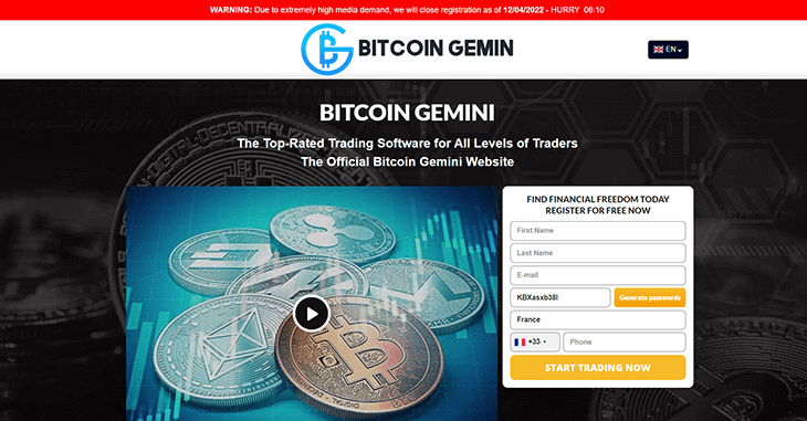 Mainpage Screenshot Bitcoin Gemini