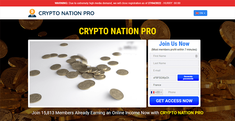 Mainpage Screenshot Crypto Nation Pro