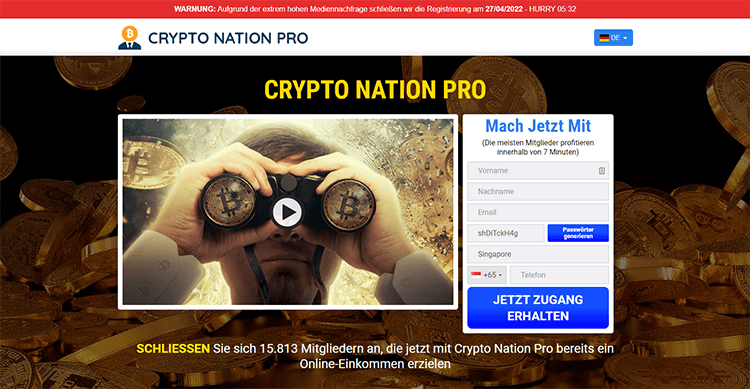 Mainpage Screenshot Crypto Nation Pro DE