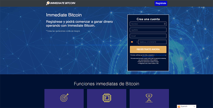 Mainpage Screenshot Immediate Bitcoin ES