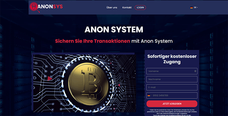 Mainpage Screenshot Anon System DE