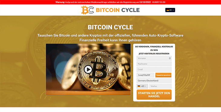Mainpage Screenshot Bitcoin Cycle DE