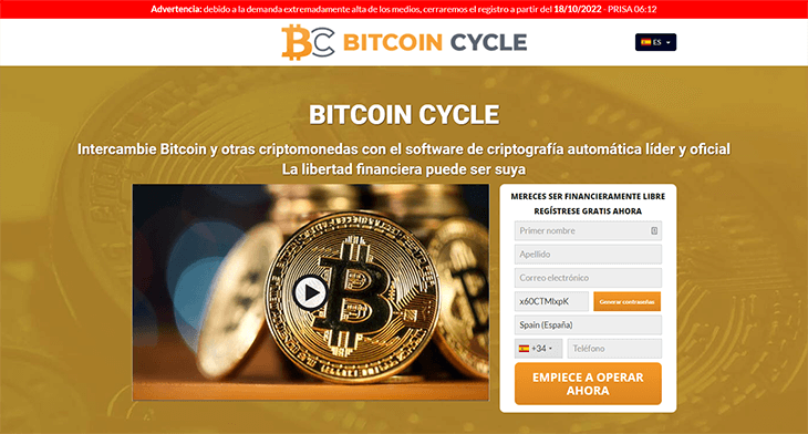 Mainpage Screenshot Bitcoin Cycle ES