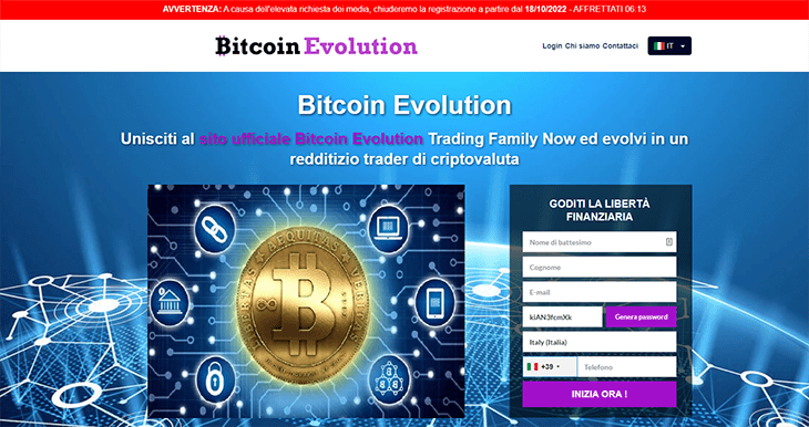 Mainpage Screenshot Bitcoin Evolution IT