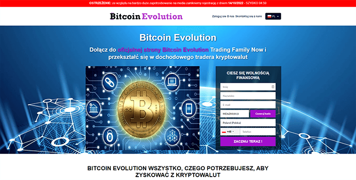 Mainpage Screenshot Bitcoin Evolution PL