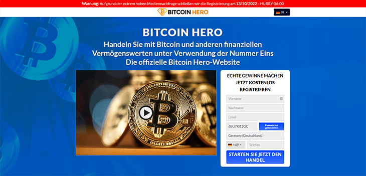 Mainpage Screenshot Bitcoin Hero DE