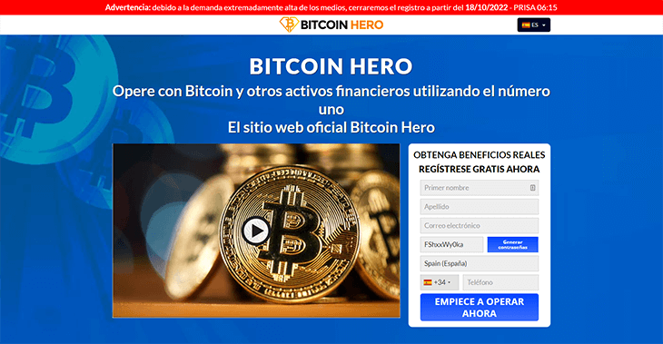 Mainpage Screenshot Bitcoin Hero ES