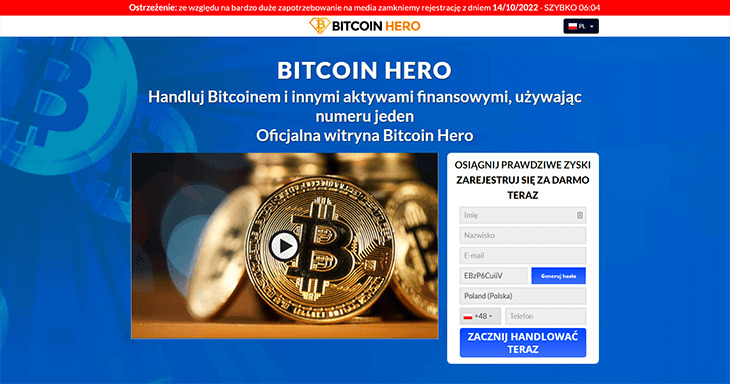 Mainpage Screenshot Bitcoin Hero PL