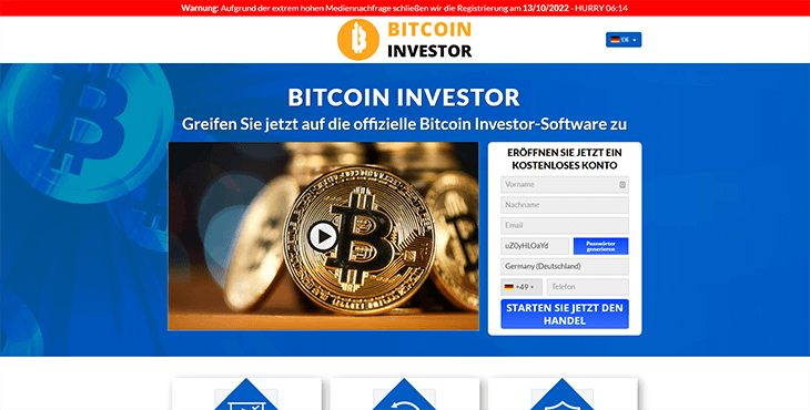 Mainpage Screenshot Bitcoin Investor DE