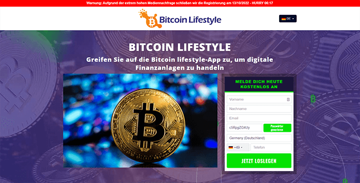 Mainpage Screenshot Bitcoin Lifestyle DE