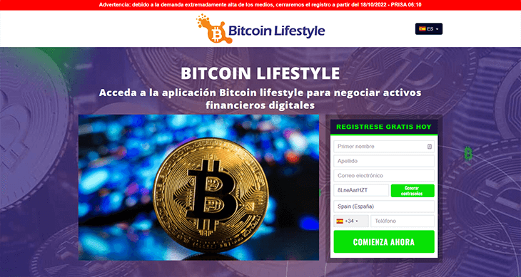 Mainpage Screenshot Bitcoin Lifestyle ES