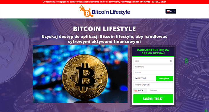 Mainpage Screenshot Bitcoin Lifestyle PL