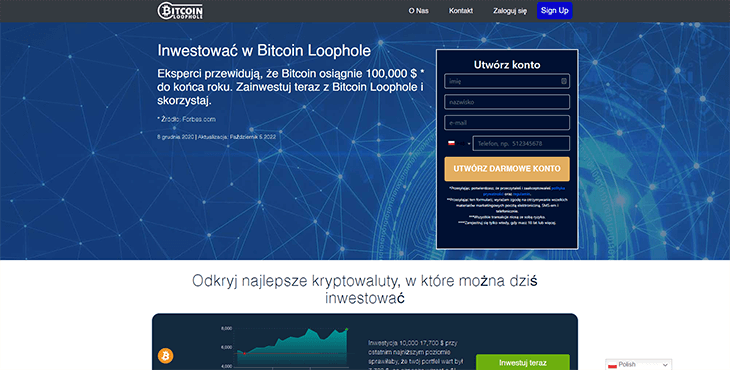 Mainpage Screenshot Bitcoin Loophole PL