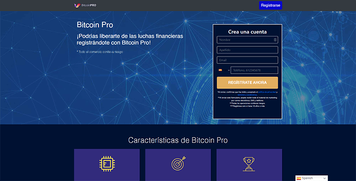 Mainpage Screenshot Bitcoin Pro ES