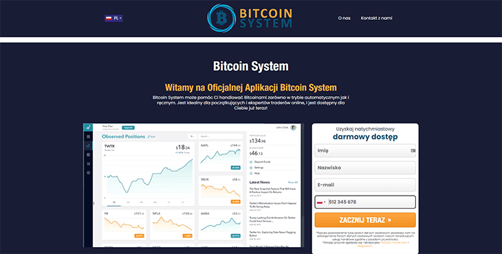 Mainpage Screenshot Bitcoin System PL