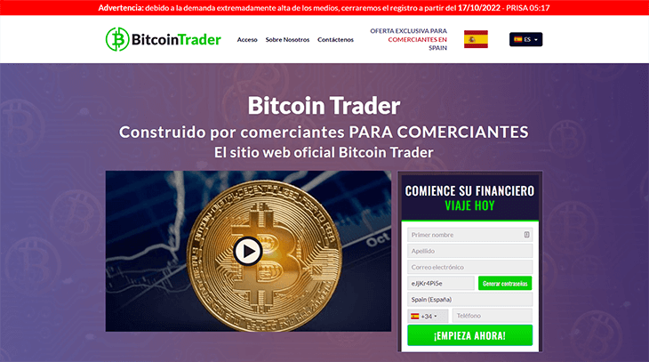 Mainpage Screenshot Bitcoin Trader ES