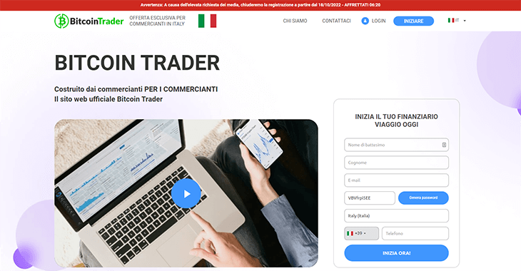 Mainpage Screenshot Bitcoin Trader IT