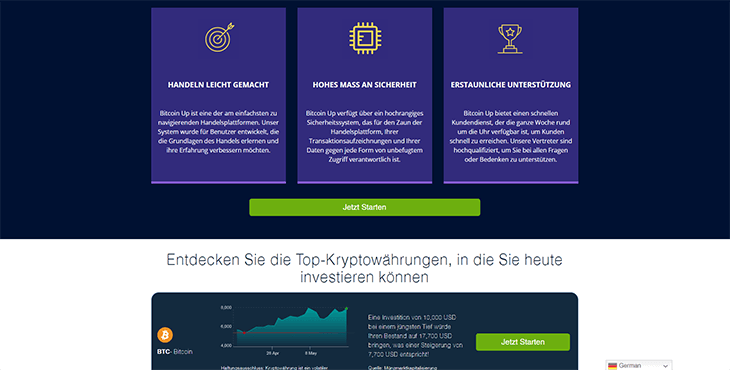 Mainpage Screenshot Bitcoin UP 2 DE