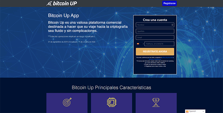 Mainpage Screenshot Bitcoin UP ES