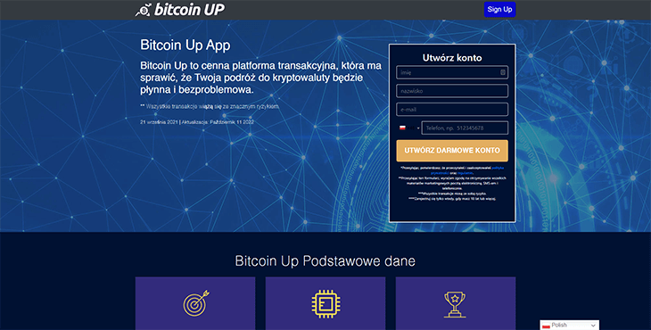 Mainpage Screenshot Bitcoin UP PL