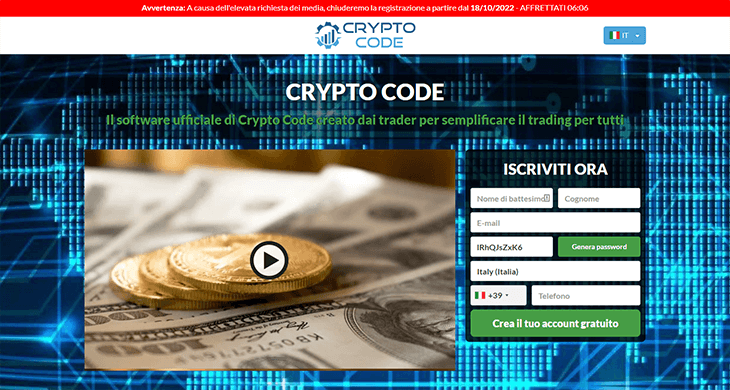 Mainpage Screenshot Crypto Code IT