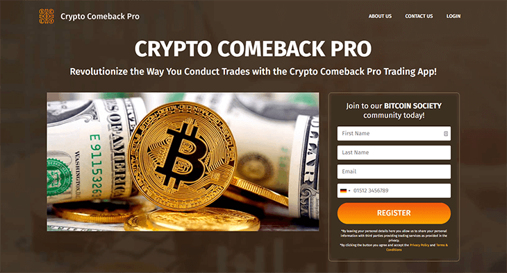 Mainpage Screenshot Crypto Comeback Pro