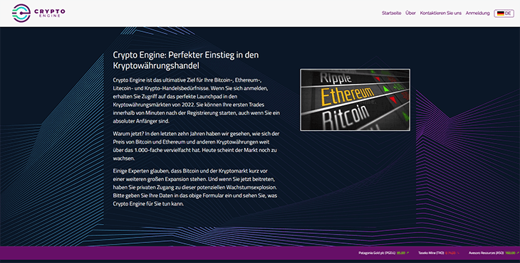Mainpage Screenshot Crypto Engine 2 DE
