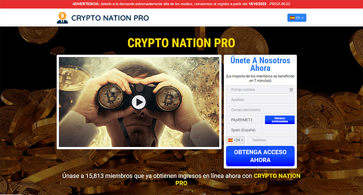 Mainpage Screenshot Crypto Nation Pro ES