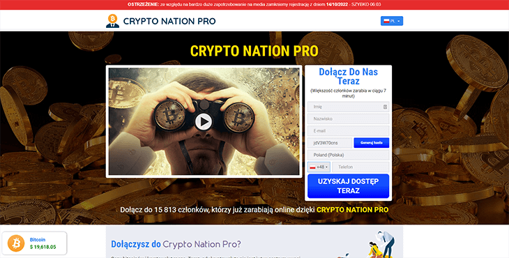 Mainpage Screenshot Crypto Nation Pro PL