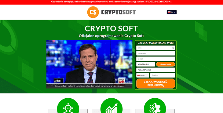 Mainpage Screenshot Cryptosoft PL