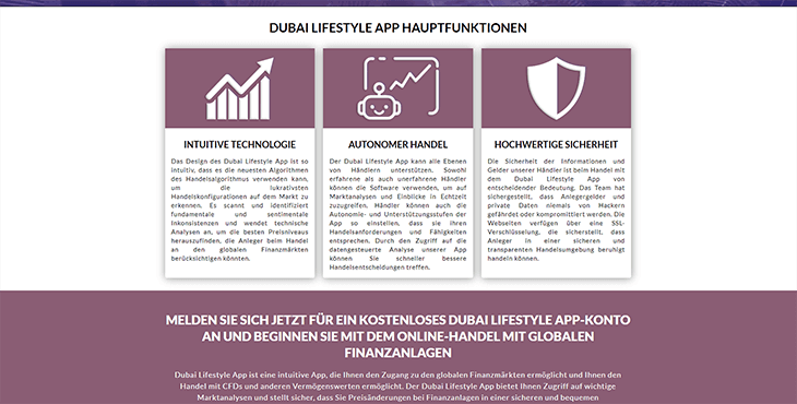 Mainpage Screenshot Dubai Lifestyle App 2 DE
