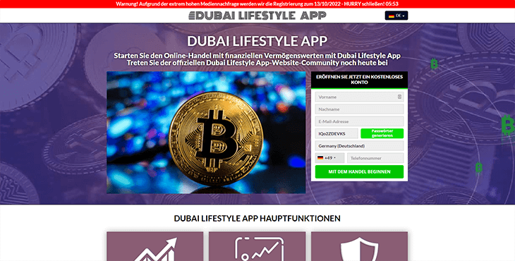 Mainpage Screenshot Dubai Lifestyle App DE